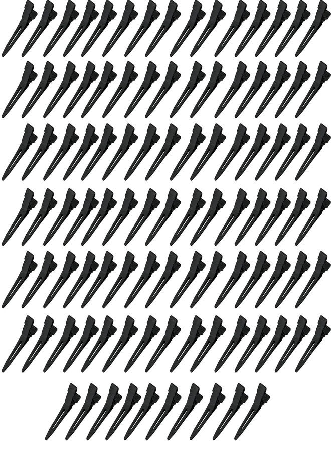 BetterJonny 100 Pieces Single Prong Hair Clips, BetterJonny Black Section Hair Clips 1.75 Inches Curl Clips Metal Alligator Clips Hair Pins for Hair Salon Hair Extensions - Image 1